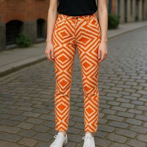 NWT Diamonds And Threads Juniors Orange And White Golden Poppy Pants, Size 5